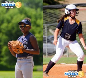 split-image-of-two-youth-softball-players-fielding-and-base-running